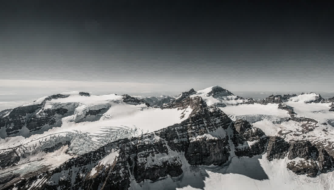 Generated study of snow-covered coast mountains.